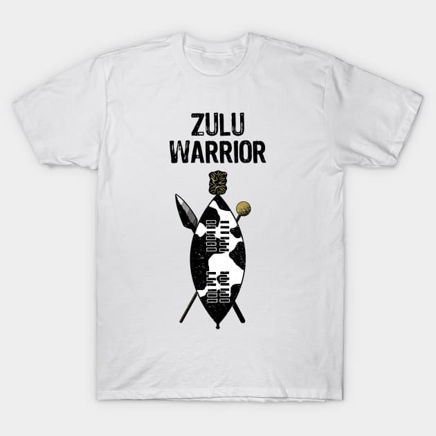 Zulu Warrior Shield Cow Hide Spear Knobkerrie South Africa T-Shirt by BraaiNinja